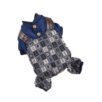 Hong Pet Four-Legged Knit Print Suspenders - Dark Blue Small