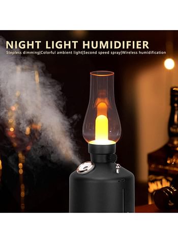 Vintage Lamp Humidifier, Cool Car Mist Humidifier USB Air Humidifier with LED Light, for Bedroom/Office