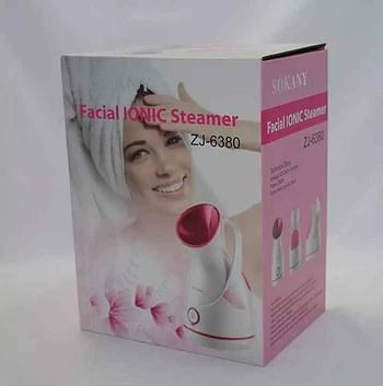 Sokany Ionic Steamer for Face and Hair Care, Deep Cleaning and Sauna Professional, White with Fuchsia ZJ-6380