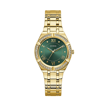 Guess Women's Gold Tone and Green Dial Analog Watch GW0033L8