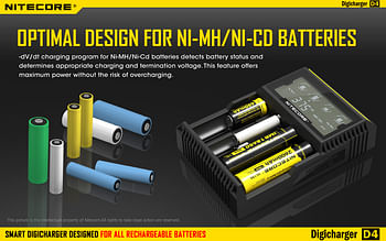 NITECORE D4 Digicharger for Rechargeable Battery with LCD Display