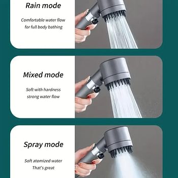 1pc Pressurized Handheld Shower Head 3 Modes Adjustable Water Output Shower Head Round Massage Shower Head Shower Sprinkler