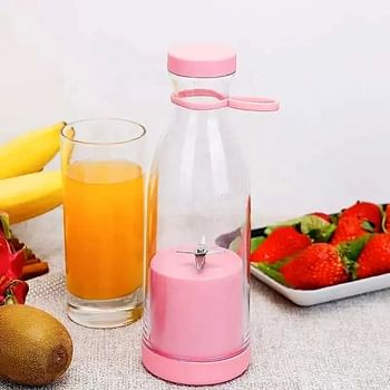 Portable and Electric Blender Bottle Juicer for Shakes and Smoothies, Mini Juicer Wireless Bottle for Traveling  USB Rechargeable Juicer Blender 4 Blades 350ml - Multicolour