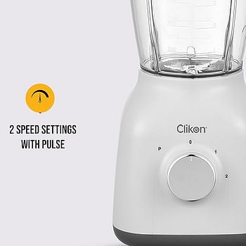 Clikon 2 in 1 Countertop Blender with 1.5 Liter & 0.5 Liter BPA Free Jars, Wet and Dry Grinder Jar, 350 Watts, Grey - CK2630