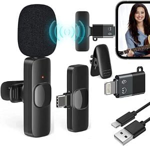 K8 Wireless Microphone All-in-One Latest Best Quality Audio Ultimate Digital Mini Portable Recording Solution Clip Mic Best Gift for Professionals / Live Interviews Video Vlogs and Outdoor Events Plug-and-Play