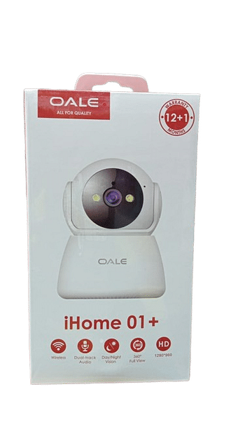 OALE iHome 01+ 360° Security Camera WiFi, Dual-Line Audio,1080P, Night Vision 2-LED, Motion Detection