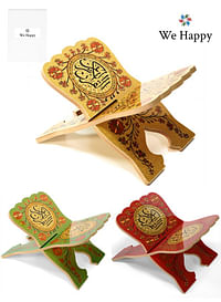 Muslim Al Quran Rehal Stand Foldable Wooden Holder for Holy Books Prayers Shelf for Eid Ramadan Religious Gift - 3 Pieces