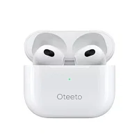 Oteeto OT203 Bluetooth Earbuds With Hifi Sound Quality Noice Cacellation and Multi Functional Touch Control Desinged For Android Devices & iOS - White