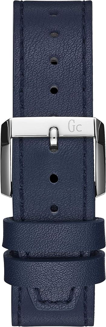 Gc Men's Quartz Watch, Analog Display And Leather Strap Y37004G7 - Blue