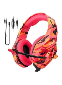 onikuma K1b Over-Ear Gaming Headset With Mic - PS4/PS5 Camou Red