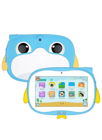 7 Inch Kids Tablet PC, Android 9.0, 1GB RAM, 16GB ROM, Penguin Design, Quad Core 1.33GHz, Dual Camera, HD Display, Multicolor