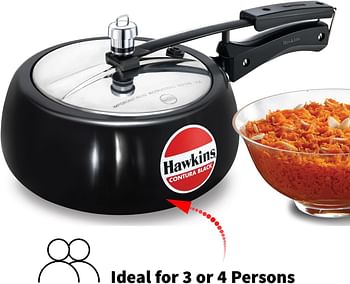 Hawkins Contura Hard Anodised Aluminium Inner Lid Pressure Cooker 3.5 Litres - Black