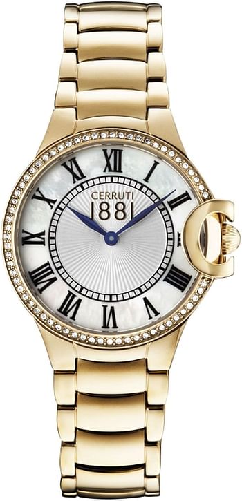 Cerruti 1881 Ghirla Women's Analogue Quartz Watch with Mother of Pearl Dial and Gold Plated Stainless Steel Bracelet - CRM138SG28MG