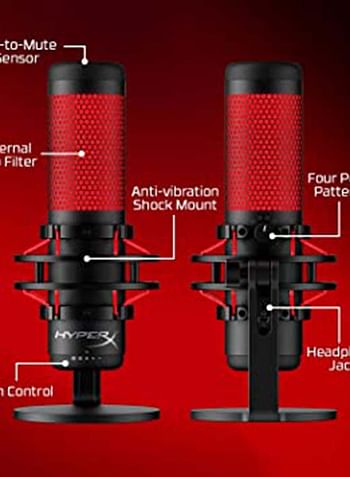 QuadCast Standalone USB Microphone, Designed For Streaming, Four Polar Patterns, Tap To Mute Sensor, Anti Vibration Shock Mount, For PC / PS5 / PS4 / Mac | 4P5P6AA