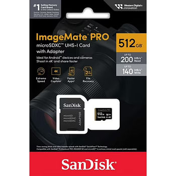 SanDisk Memory Card Micro SD Imagemate Pro With Adapter 200MB/S 512GB