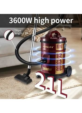 Sokany Vacuum Cleaner Super Suction 3600W 21L SK-13006