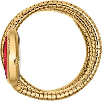 Just Cavalli Signature Snake Serpente Glam Evo 5 Dual - Women's Fashion Quartz Wrist Watch Bracelet and Case in Stainless Steel Roll-Up and Flexible Analogue Display JC1L228M0045 - Gold, Red