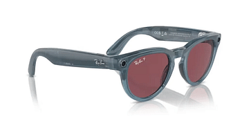 Rayban Meta Headliner Smart Sunglasses Shiny Jeans Polar Dusty - Red