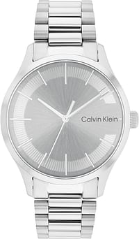 Calvin Klein Analogue Quartz Watch Unisex with Silver Stainless Steel Bracelet 25200036 - Grey