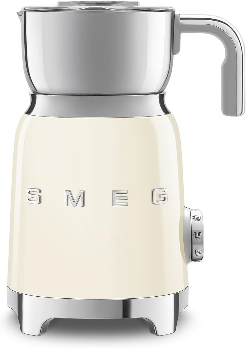 Smeg MFF11CRUK, Retro 50's Style Automatic Milk Frother With 8 Functions, 500 ML Milk Steamer With Hot & Cold Foam Latte, Cappuccino, Warm Milk, Hot Chocolate - Cream