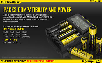 NITECORE D4 Digicharger for Rechargeable Battery with LCD Display