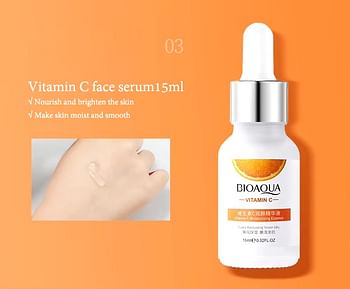 6Pcs BIOAQUA Vitamin C Skin Care Sets Moisturizing Hydrating Eye Face Cream Facial Serum Cleanser Skin Care Set