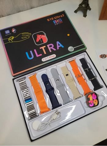 Smartwatch ULTRA with 7 Extra Multicolor Silicone Straps, Best Smart Watch (S10 ULTRA 2)