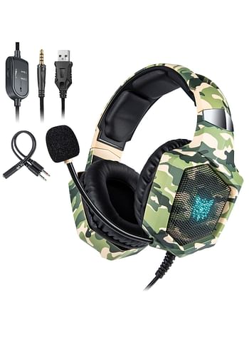 onikuma K8 Stereo Wired Over-Ear Gaming Headphones With Mic For PS4/PS5/XOne/XSeries/NSwitch/PC - Green