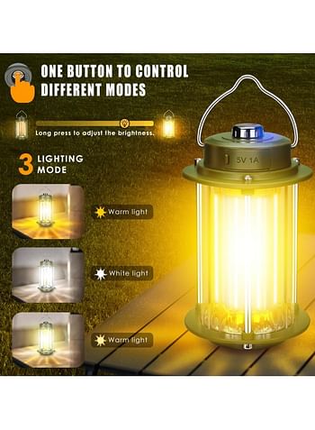 Rechargeable Outdoor Camping Lantern With Power Bank Function, Warm & White Light, Stand & Handle Design