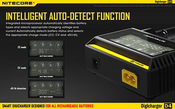 NITECORE D4 Digicharger for Rechargeable Battery with LCD Display