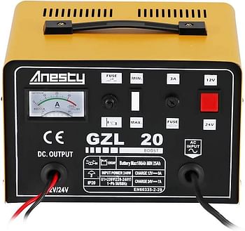 Anesty Car Battery Charger, 12V/24V 20A 20Amp Heavy Duty Battery Charger, Ideal for Various Vehicle Cars Vans Tractors Lead-acid Batteries