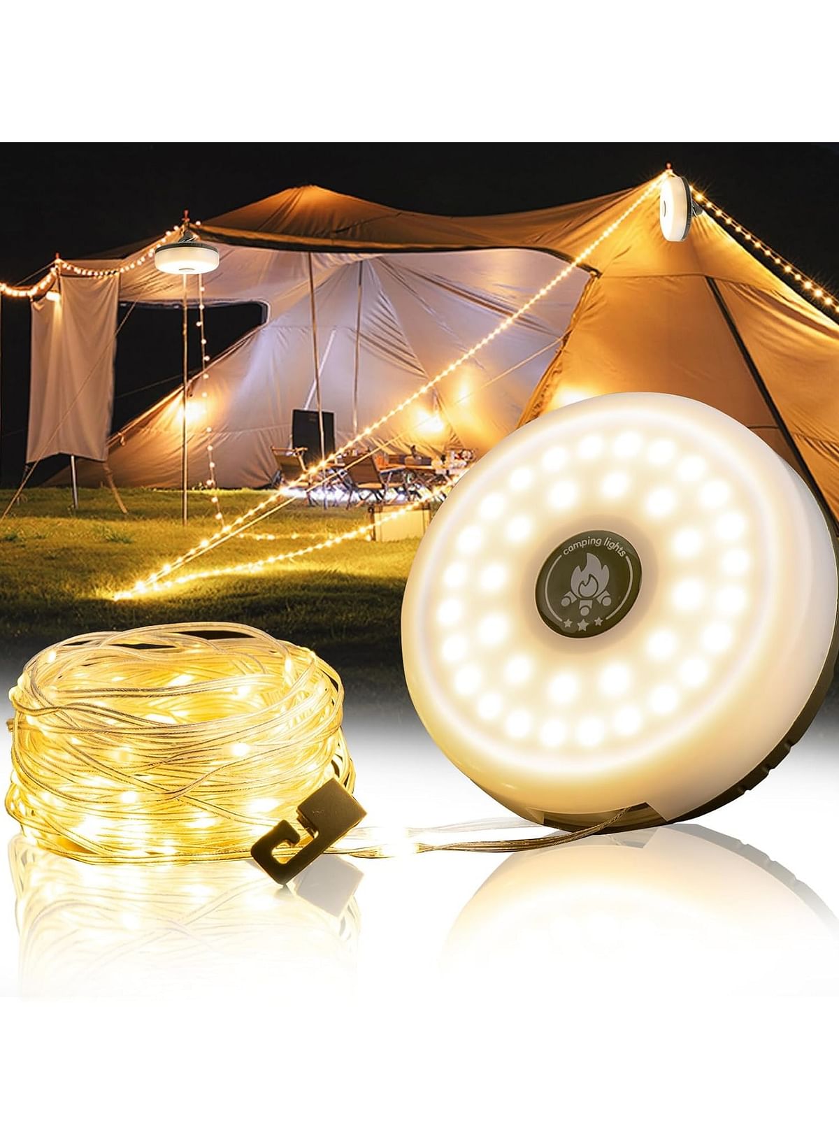 8M Multifunctional Camping Light String Light, Outdoor Camping Lantern, Waterproof, Fast Charging, Portable Camping Lights for Camping, Yard, and Hiking