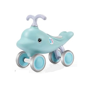 UKR Ride On Dolphin Blue 4 Wheels Kids' Balance Ride on Animals Push Toy Toddlers Activity