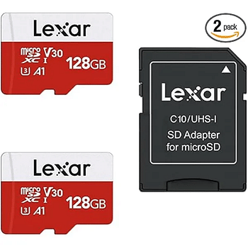 Lexar Memory Card 128GB Micro SD E-Series With Adapter (2 Pack)