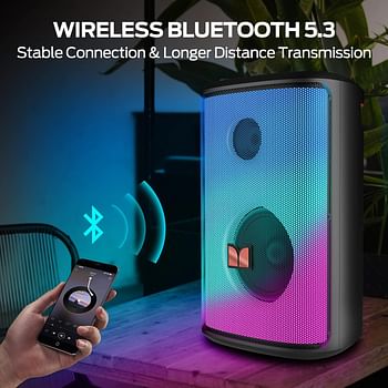 Monster Sparkle Bluetooth Speakers 80W, Powerful Sound and Punchy Bass, Full-Screen Colorful Lights, 24H Playtime, Bluetooth 5.3, Portable Wireless Speakers for Outdoor, Party