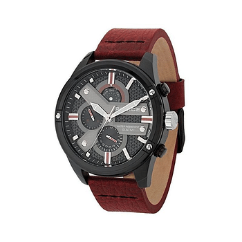 Police Men's Analogue Watch with Black Dial and Dark Red Leather Strap - PL.14837JSB-02