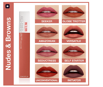 Maybelline New York Liquid Matte Lipstick, Long Lasting, 16hr Wear, Superstay Matte Ink, 130 Self Starter, 5ml