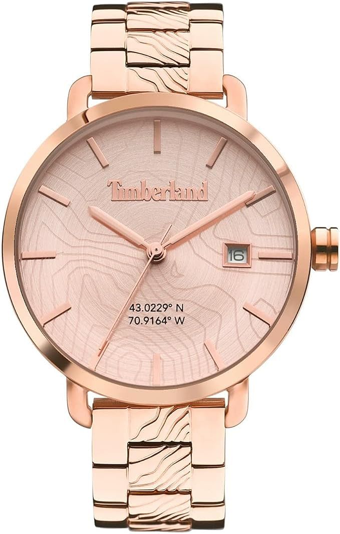 Timberland Robbins-ton Women's Analog Watch with Rose Gold Stainless Steel Bracelet TDWLH2101702