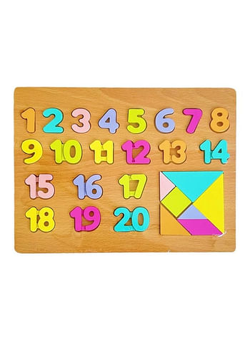 We Happy 28 Pieces Wooden Learning 123 Puzzle, Early Education Activity Numbers Board Toy for Toddlers