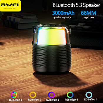 AWEI Y387 Portable Bluetooth Karaoke Speaker 12W Rgb Light With 1 Wireless Mic Long Battery Life Suport Tf Card,Aux