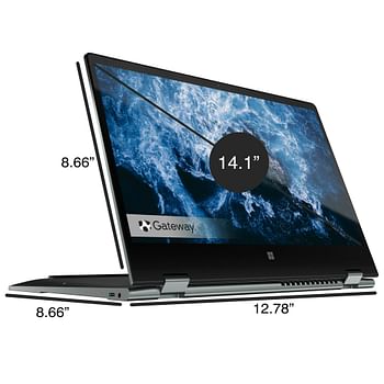 Gateway (GWCC71416-BK)  2 in 1 Laptop -  Core i7 1165G7 Processor - 14 Inch FHD (1920*1080) X360 Touch Display - 8GB Ram - 512GB SSD -Intel Iris Xe Graphics - WiFi 6 - US backlit KB - Win 11 Home - gray