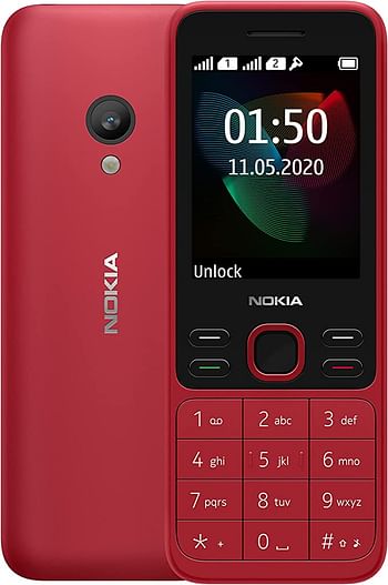 Nokia 150 (2020) Feature Phone, Dual SIM, 2.4" Display, Camera, FM Radio, MP3 Player, expandable MicroSD up to 32GB - Red