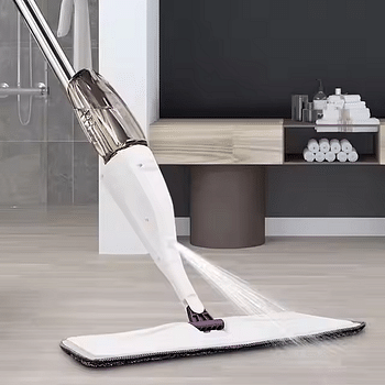 Household Floor Cleaning Spray Mop Refillable Bottle and 3 Reusable Microfiber Pads with Wood Pole and round Head