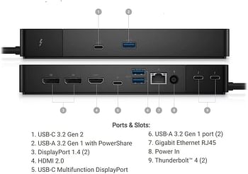 DELL Thunderbolt 4 Dock WD22TB4 Dual Display Support with 180w Power Adapter