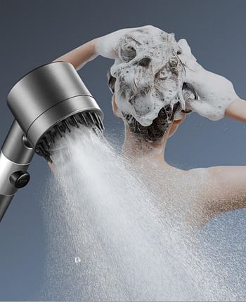 1pc Pressurized Handheld Shower Head 3 Modes Adjustable Water Output Shower Head Round Massage Shower Head Shower Sprinkler