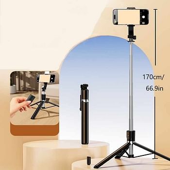 1.7-meter selfie pole tripod with 360 degree rotation universal live streaming stand for mobile phones photography tool