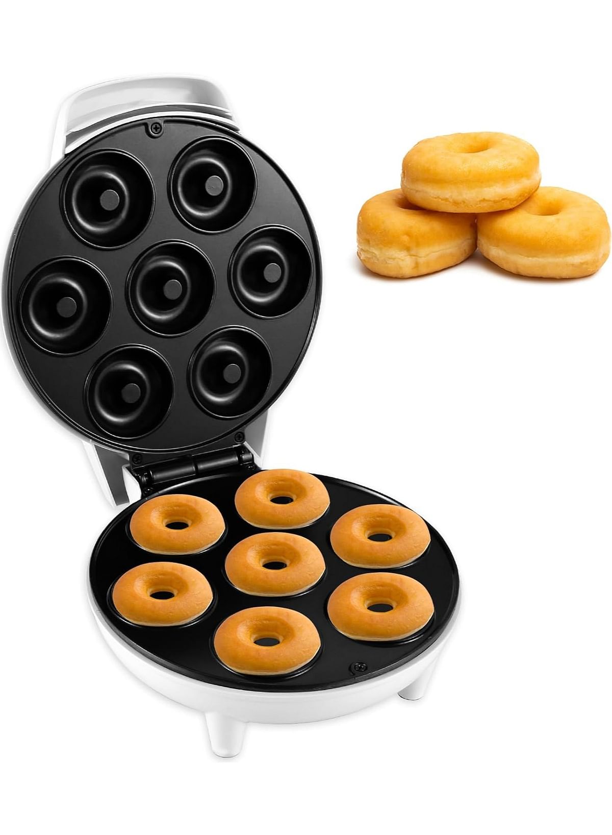 Mini Donut Maker Machine, Makes 7 Donuts, Non-Stick Electric Donut Press Machine for family (Multicolour)