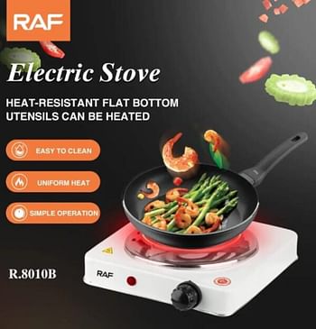 RAF Electric Stove & Portable Electric Stove & Electric Hot Plate & Open Iron Coil Single Burner 1000 Watts & RAF R8010B