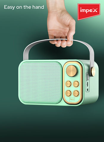 Impex Portable Bluetooth Karaoke Speaker With 2 Wireless Mic With Voice Modulation Green & Gold