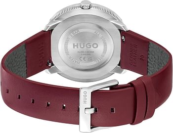 Hugo Boss Unisex's Silver White Dial Red Calfskin Watch 1520023 40 mm - Red